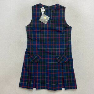 Dennis Uniform V-Neck Dropped Waist Uniform Jumper Dress G10 Wilson Plaid NWT